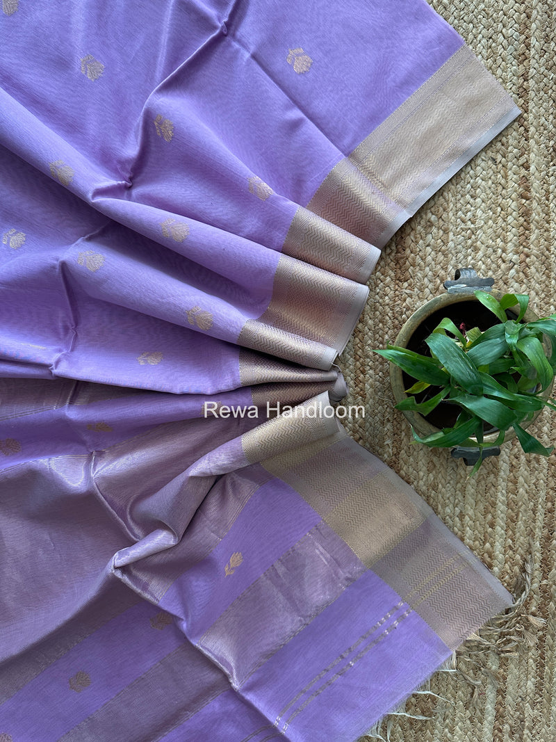 Maheshwari Lavender Lotus Butta Saree LLBS086
