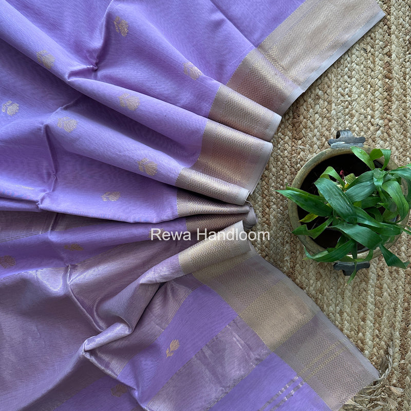 Maheshwari Lavender Lotus Butta Saree LLBS086