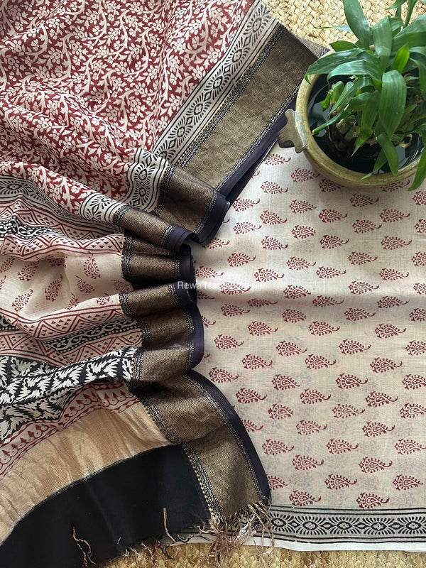 Maheshwari Bagh Print Top-Dupatta Set