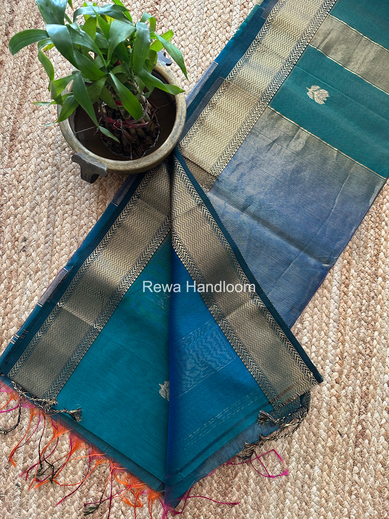 Maheshwari Green Lotus Shaded Butta Saree SLB037