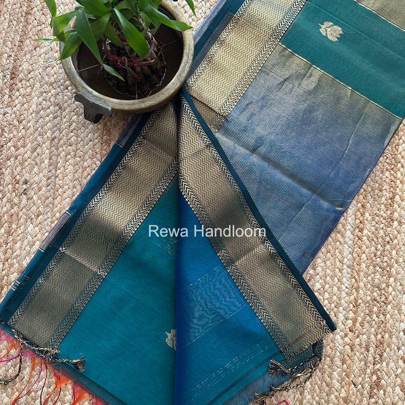 Maheshwari Green Lotus Shaded Butta Saree SLB037