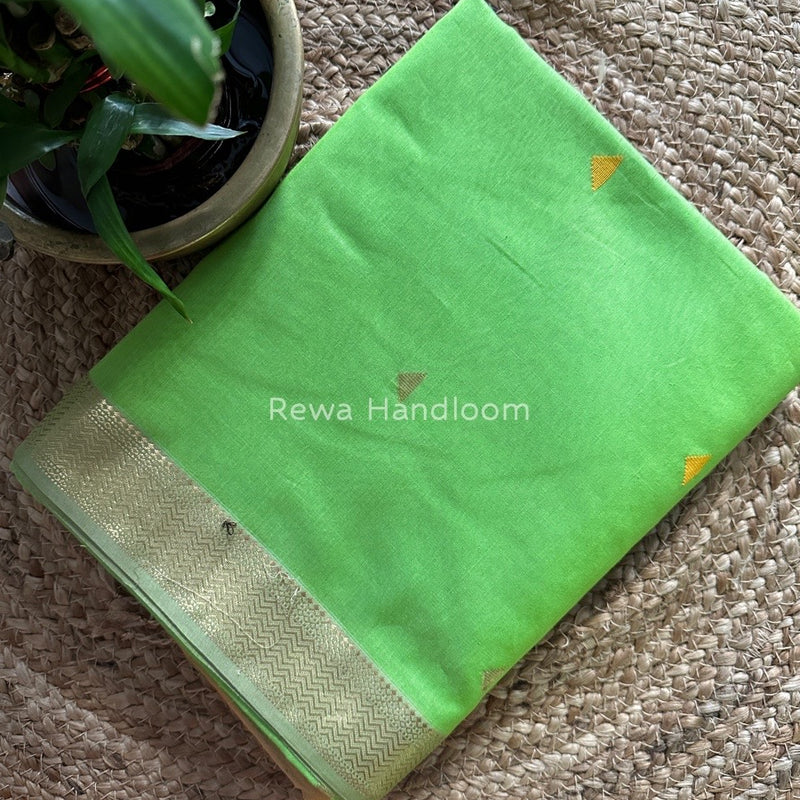 Maheshwari Parrot Green Zari Butti Saree SBT053