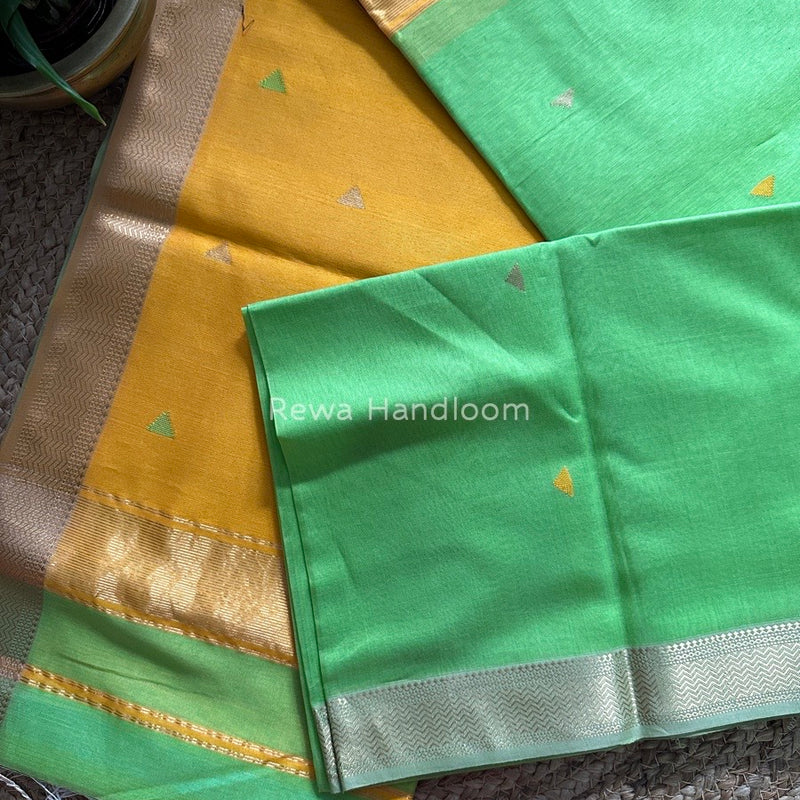 Maheshwari Parrot Green Zari Butti Saree SBT053