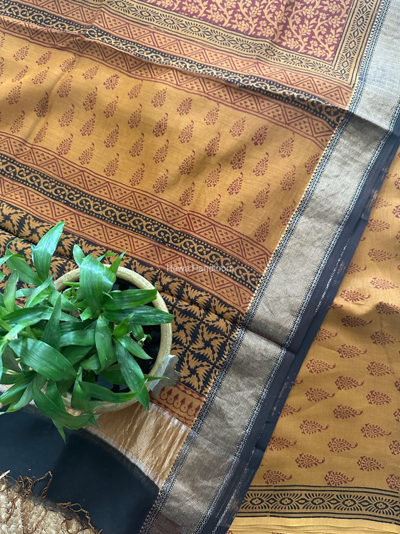 Maheshwari Rust Bagh Print Top-Dupatta Set BTD013