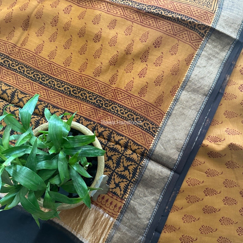 Maheshwari Rust Bagh Print Top-Dupatta Set BTD013