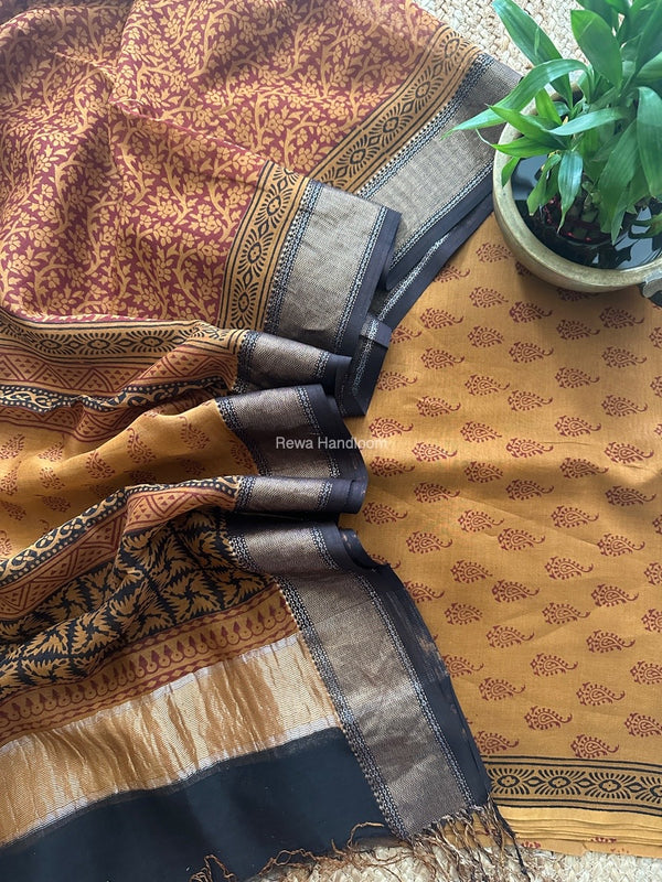 Maheshwari Bagh Print Top-Dupatta Set