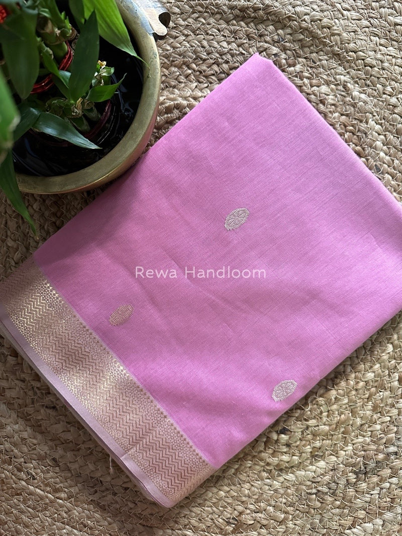 Maheshwari Baby Pink Zari Butti Saree SBT048