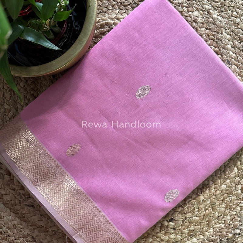 Maheshwari Baby Pink Zari Butti Saree SBT048