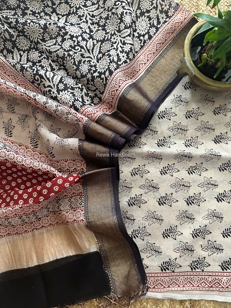 Maheshwari Bagh Print Top-Dupatta Set