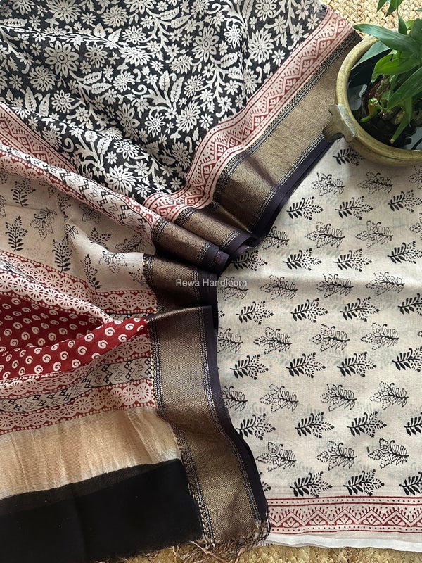 Maheshwari Bagh Print Top-Dupatta Set