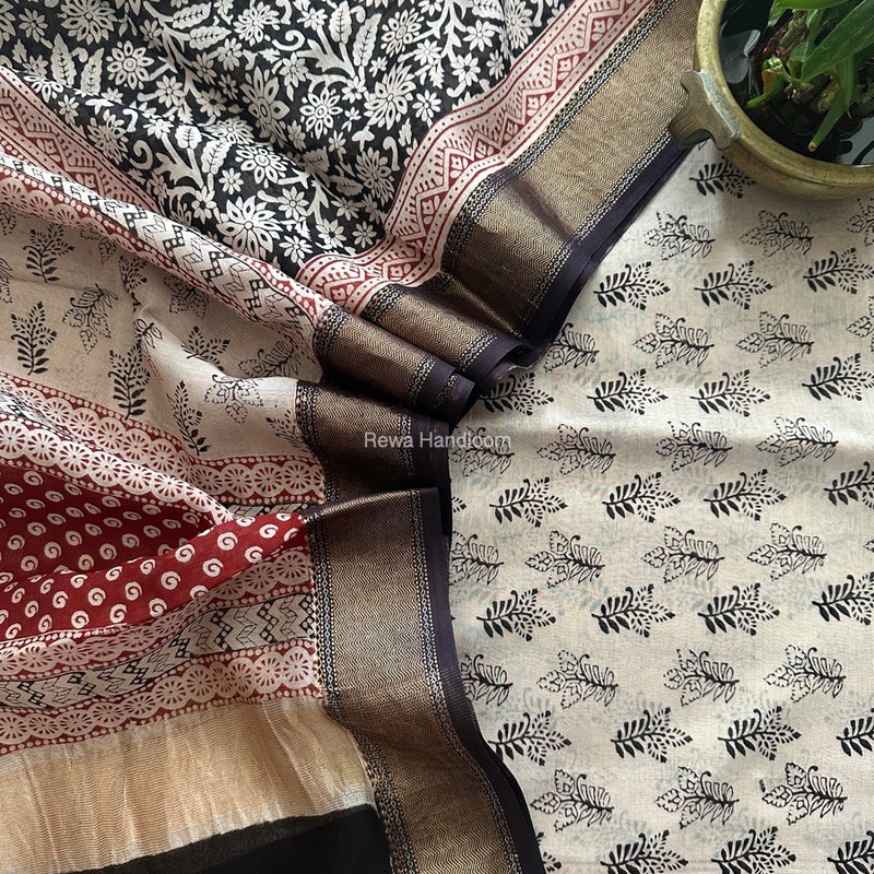 Maheshwari Bagh Print Top-Dupatta Set