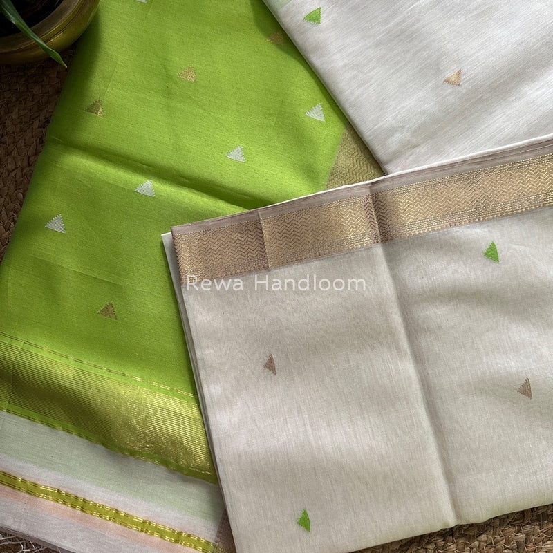 Maheshwari White Zari Butti Saree SBT046