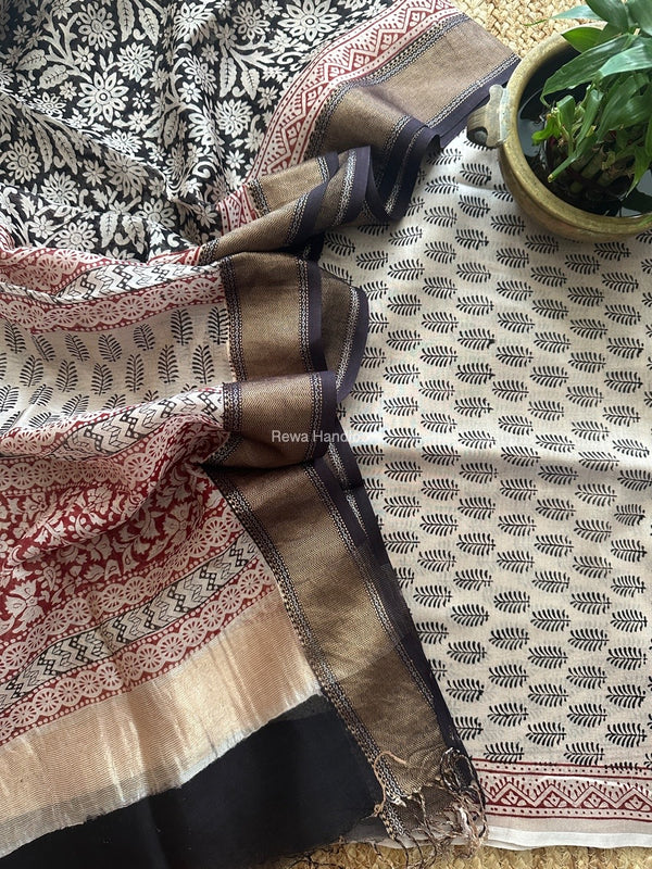 Maheshwari Bagh Print Top-Dupatta Set