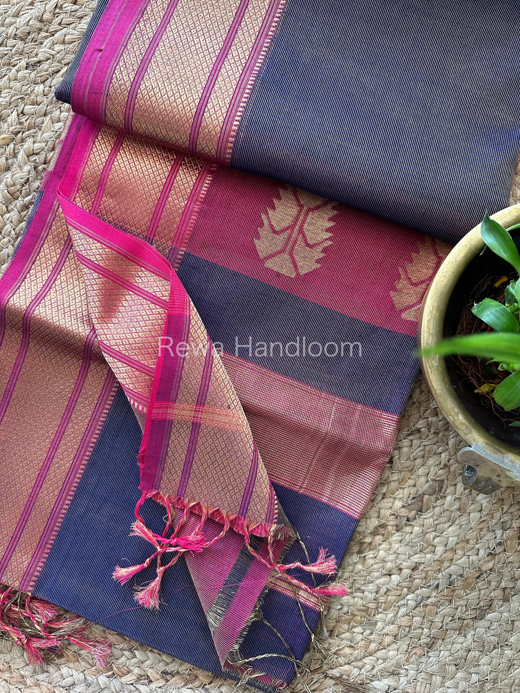 Maheshwari Violet Tissue Silk Saree-TBS07