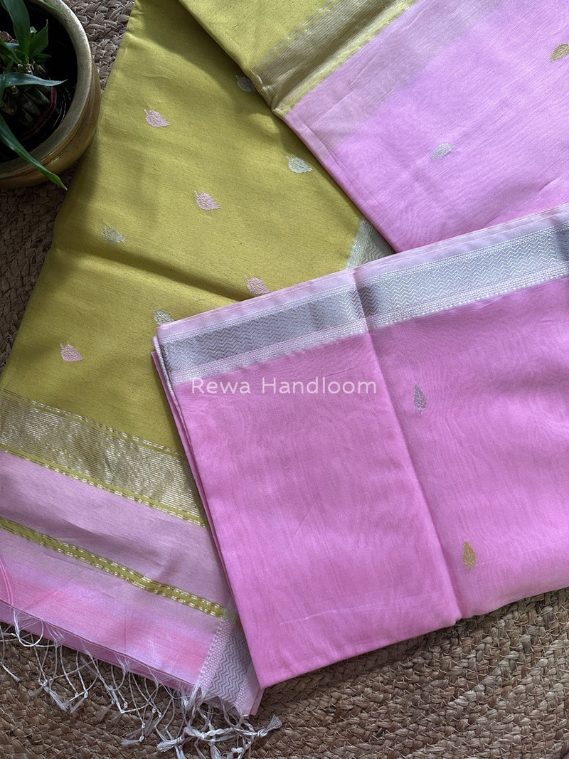 Maheshwari Baby Pink Zari Butti Saree SBT044