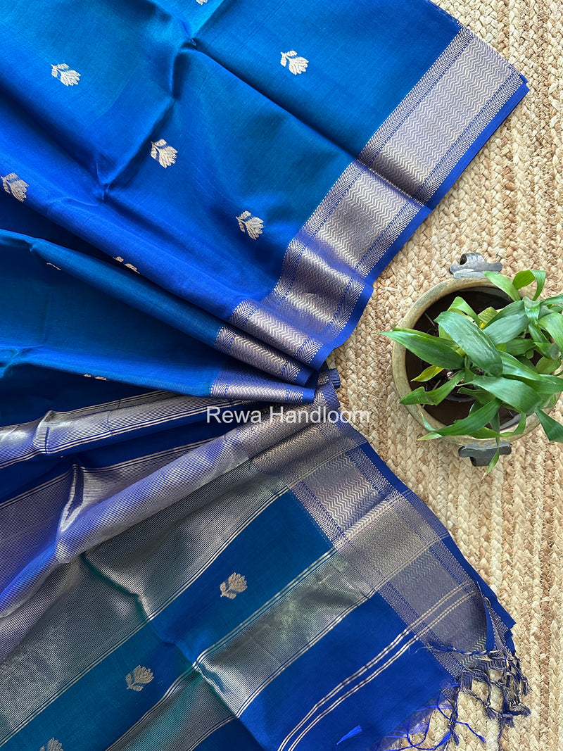 Maheshwari Blue Lotus Shaded Butta Saree SLB036