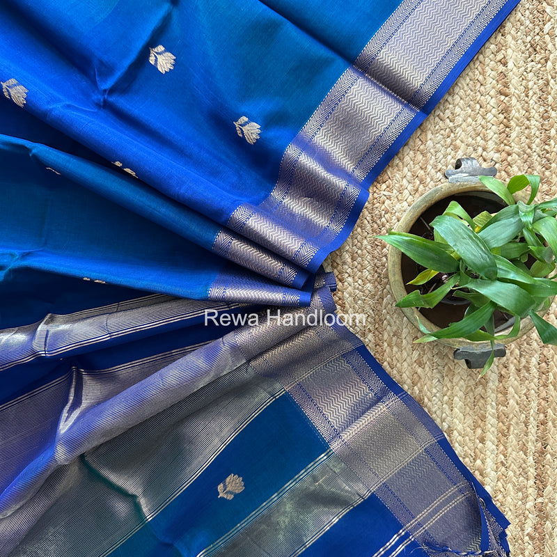 Maheshwari Blue Lotus Shaded Butta Saree SLB036