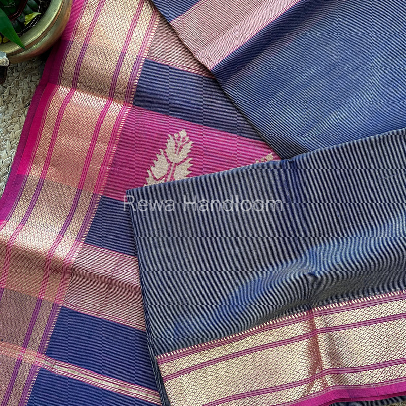 Maheshwari Violet Tissue Silk Saree-TBS07