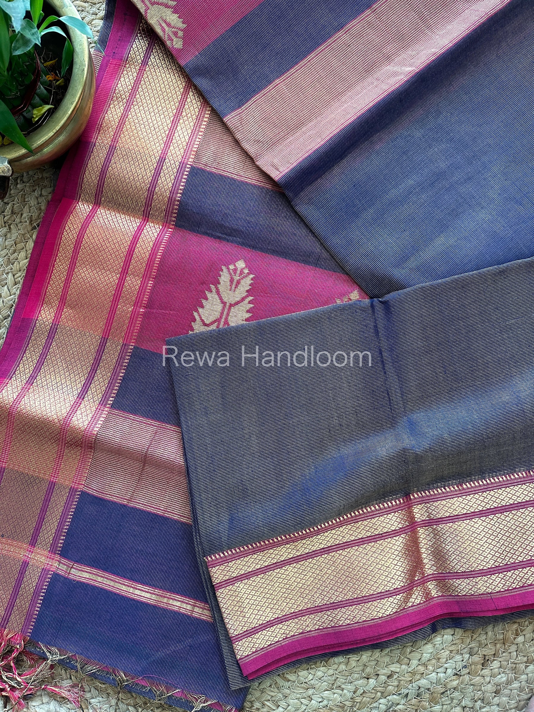 Maheshwari Violet Tissue Silk Saree-TBS07