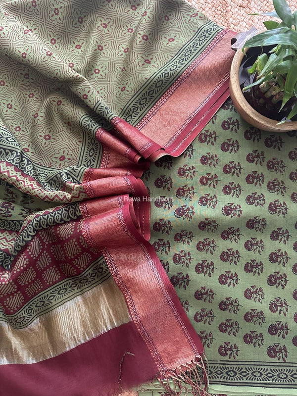 Maheshwari Bagh Print Top-Dupatta Set