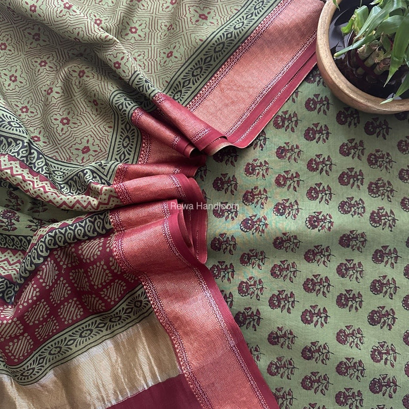 Maheshwari Bagh Print Top-Dupatta Set