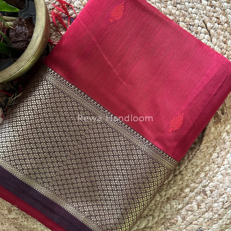 Maheshwari Maroon Resham Thread Butti Saree RBS54
