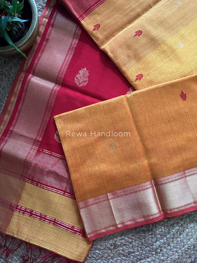 Maheshwari Butta Pallu Silk Golden Yellow Saree ZM01