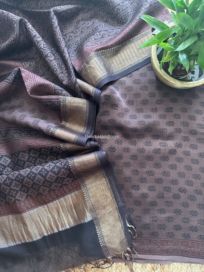 Maheshwari Bagh Print Top-Dupatta Set