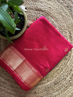 Maheshwari Butta Pallu Silk Rani Pink Saree ZM02