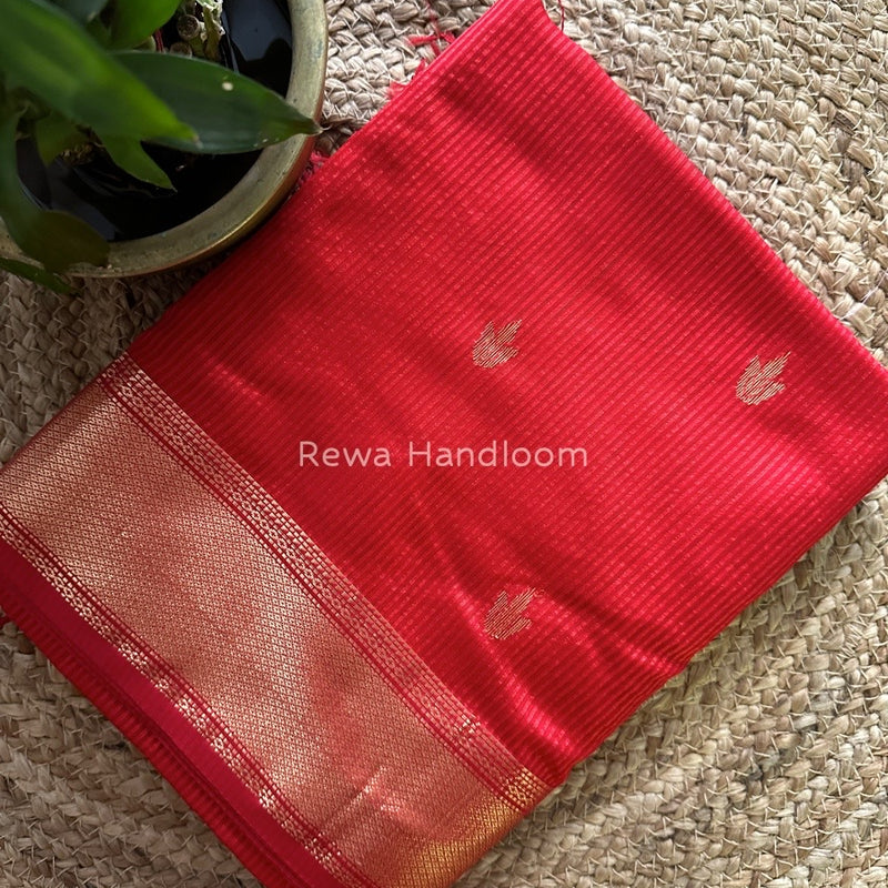 Maheshwari Butta Pallu Silk Red Saree ZM03