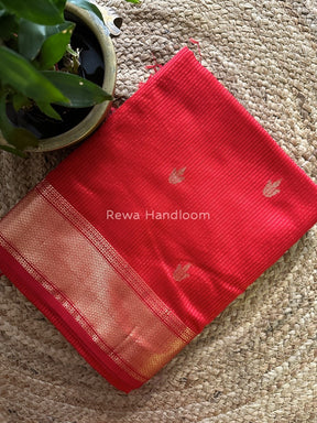 Maheshwari Butta Pallu Silk Red Saree ZM03