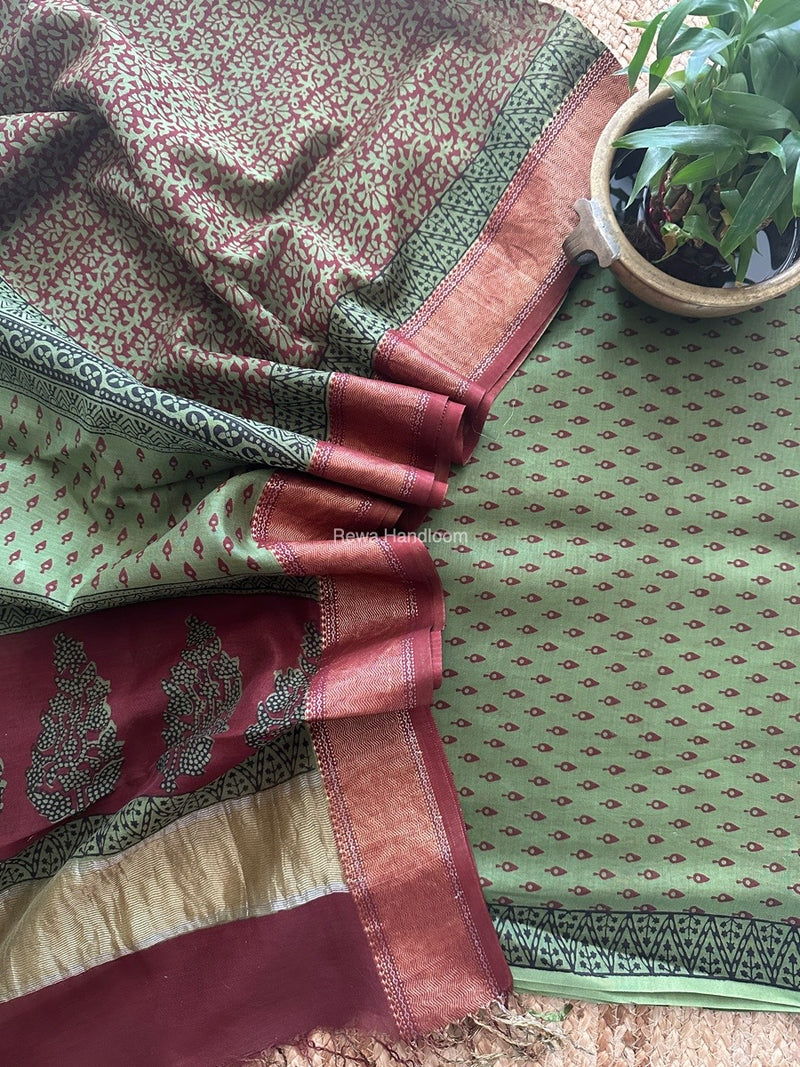 Maheshwari Bagh Print Top-Dupatta Set