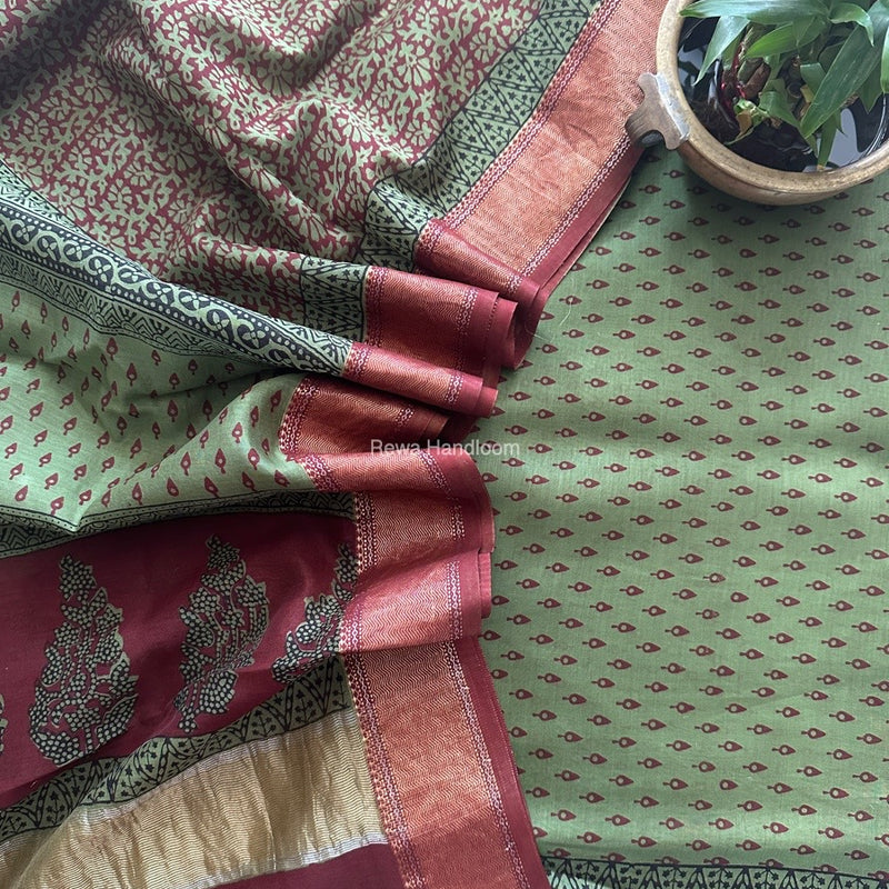 Maheshwari Bagh Print Top-Dupatta Set