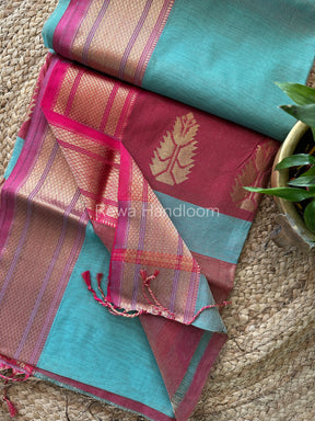 Maheshwari Pista Green Tissue Silk Saree-TBS09