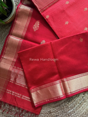 Maheshwari Butta Pallu Silk Red Saree ZM03