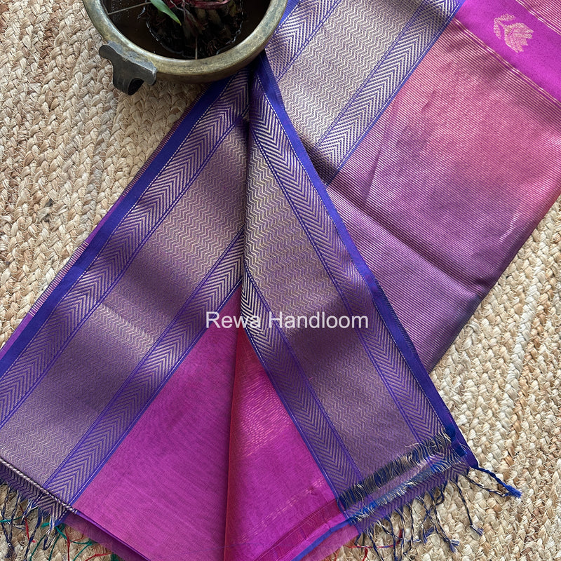 Maheshwari Magenta Lotus Shaded Butta Saree SLB035