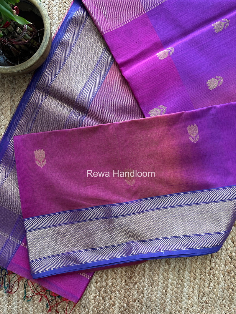 Maheshwari Magenta Lotus Shaded Butta Saree SLB035