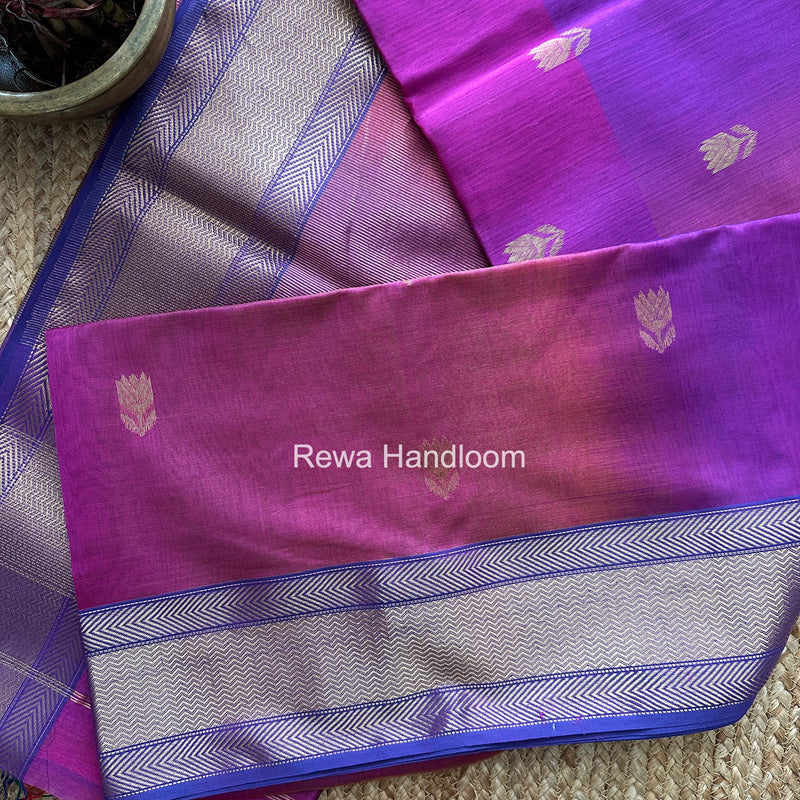 Maheshwari Magenta Lotus Shaded Butta Saree SLB035