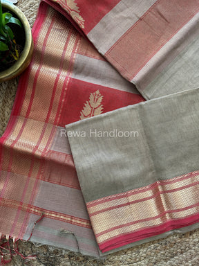 Maheshwari Beige Tissue Silk Saree-TBS01