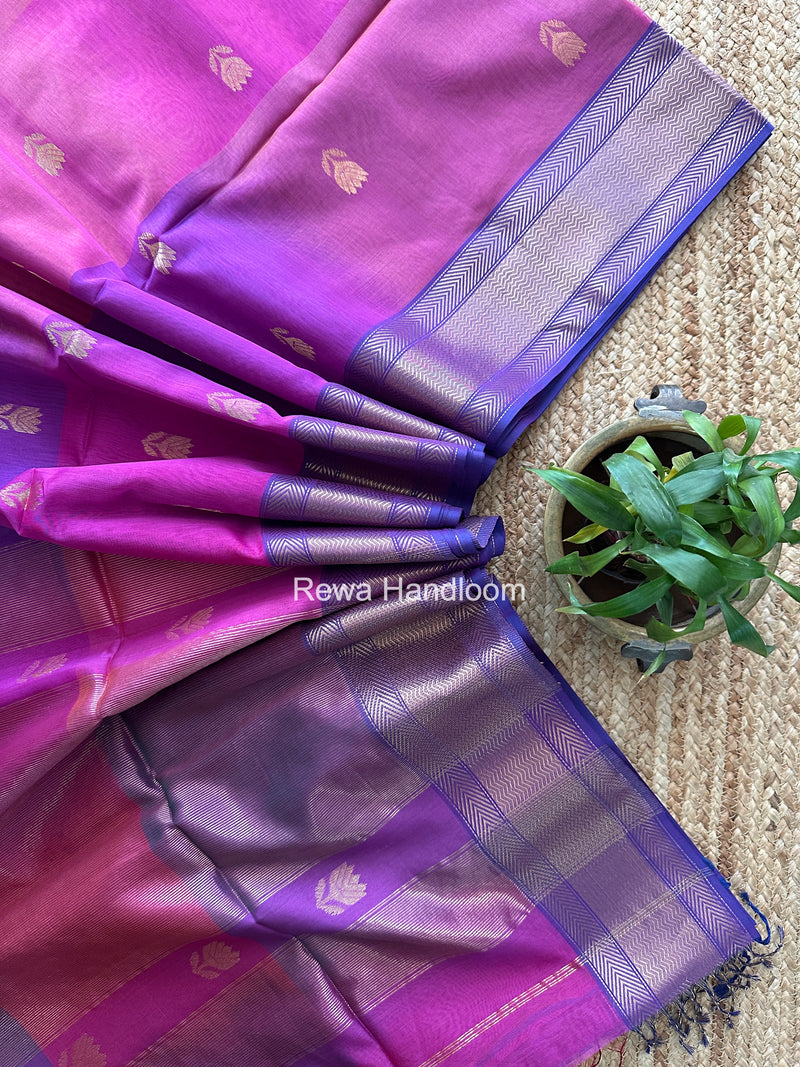 Maheshwari Magenta Lotus Shaded Butta Saree SLB035