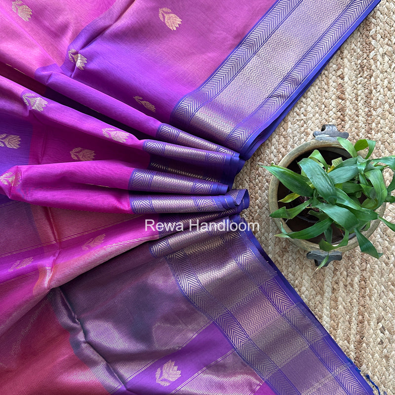Maheshwari Magenta Lotus Shaded Butta Saree SLB035