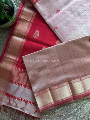 Maheshwari Butta Pallu Silk Light Peach Saree ZM05