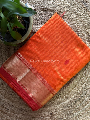 Maheshwari Butta Pallu Silk Orange Saree ZM06