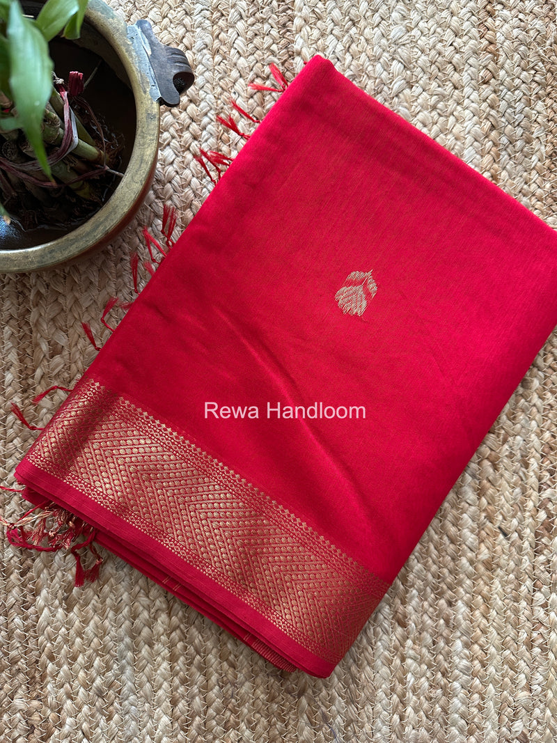 Maheshwari Red Lotus Butta Saree LLBS084