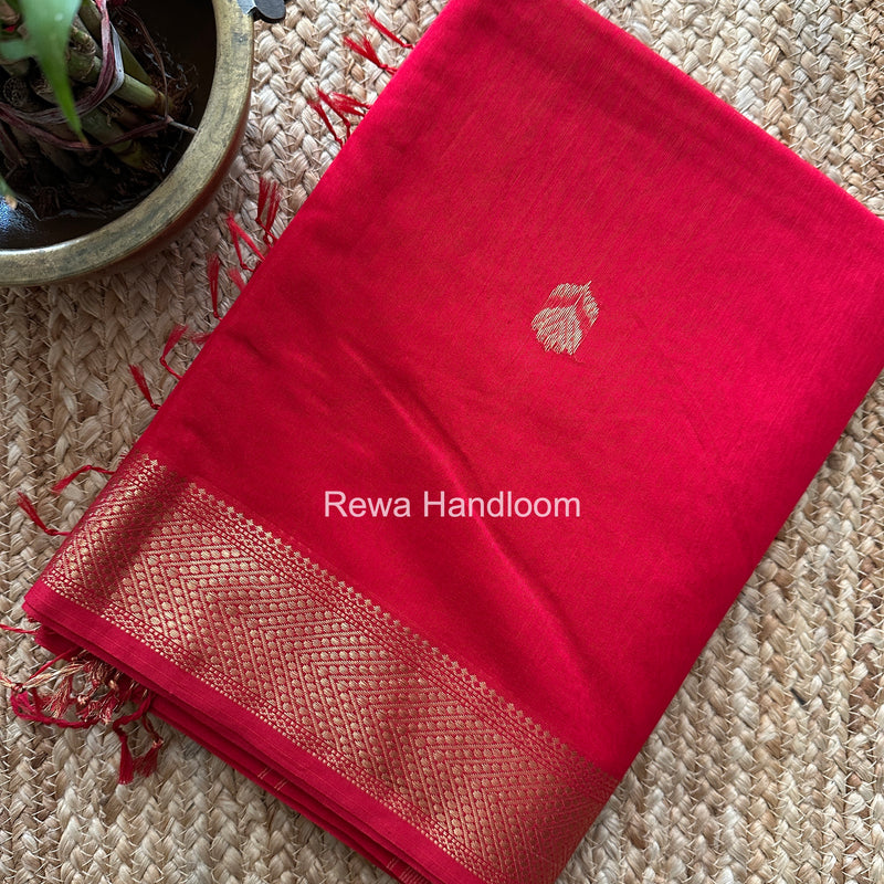 Maheshwari Red Lotus Butta Saree LLBS084