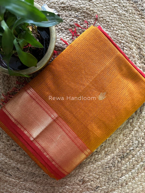 Maheshwari Butta Pallu Silk Rust Orange Saree ZM04