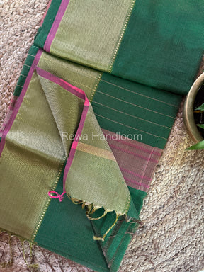 Maheshwari Green Tissue Silk Saree-ZTS33