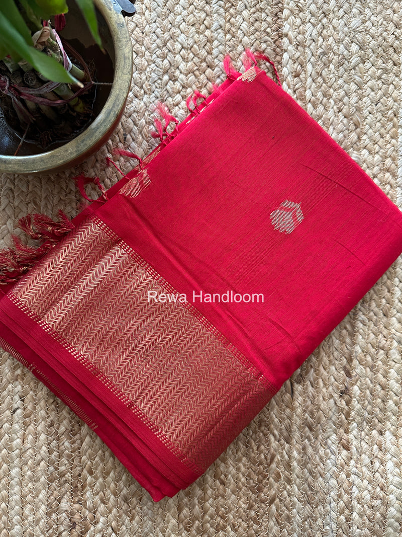 Maheshwari Red Lotus Butta Saree LLBS078