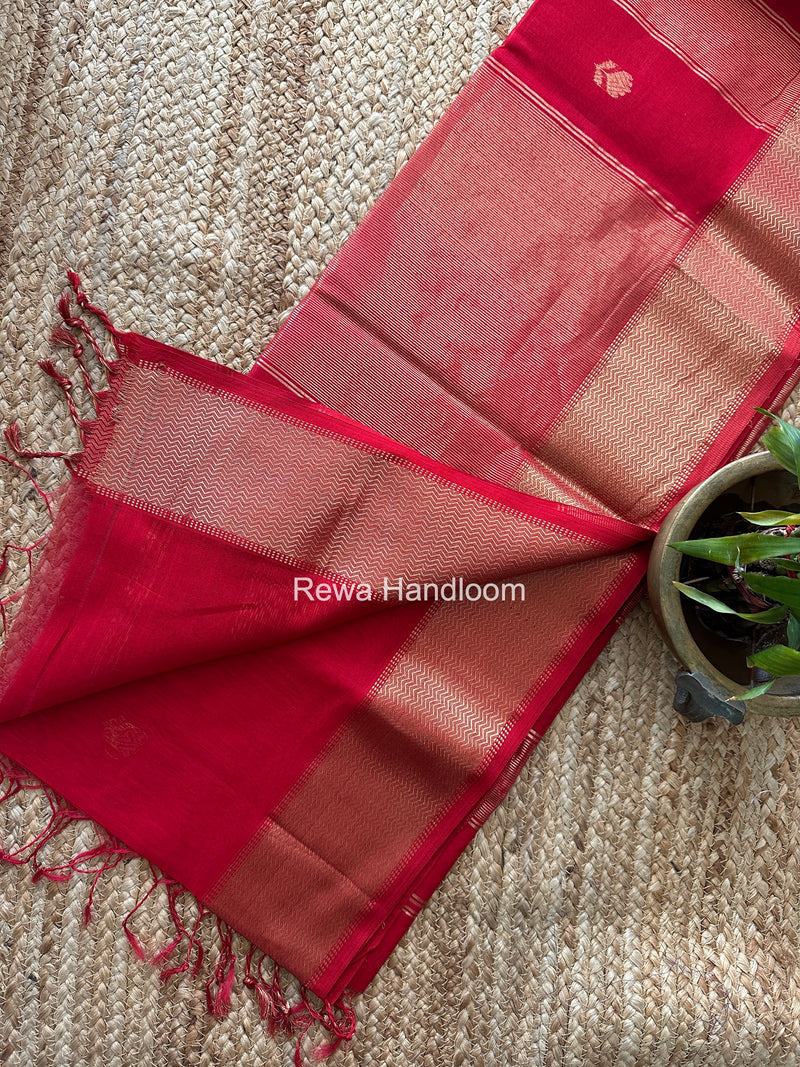 Maheshwari Red Lotus Butta Saree LLBS078