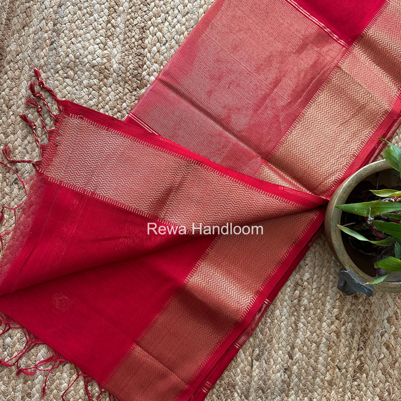 Maheshwari Red Lotus Butta Saree LLBS078